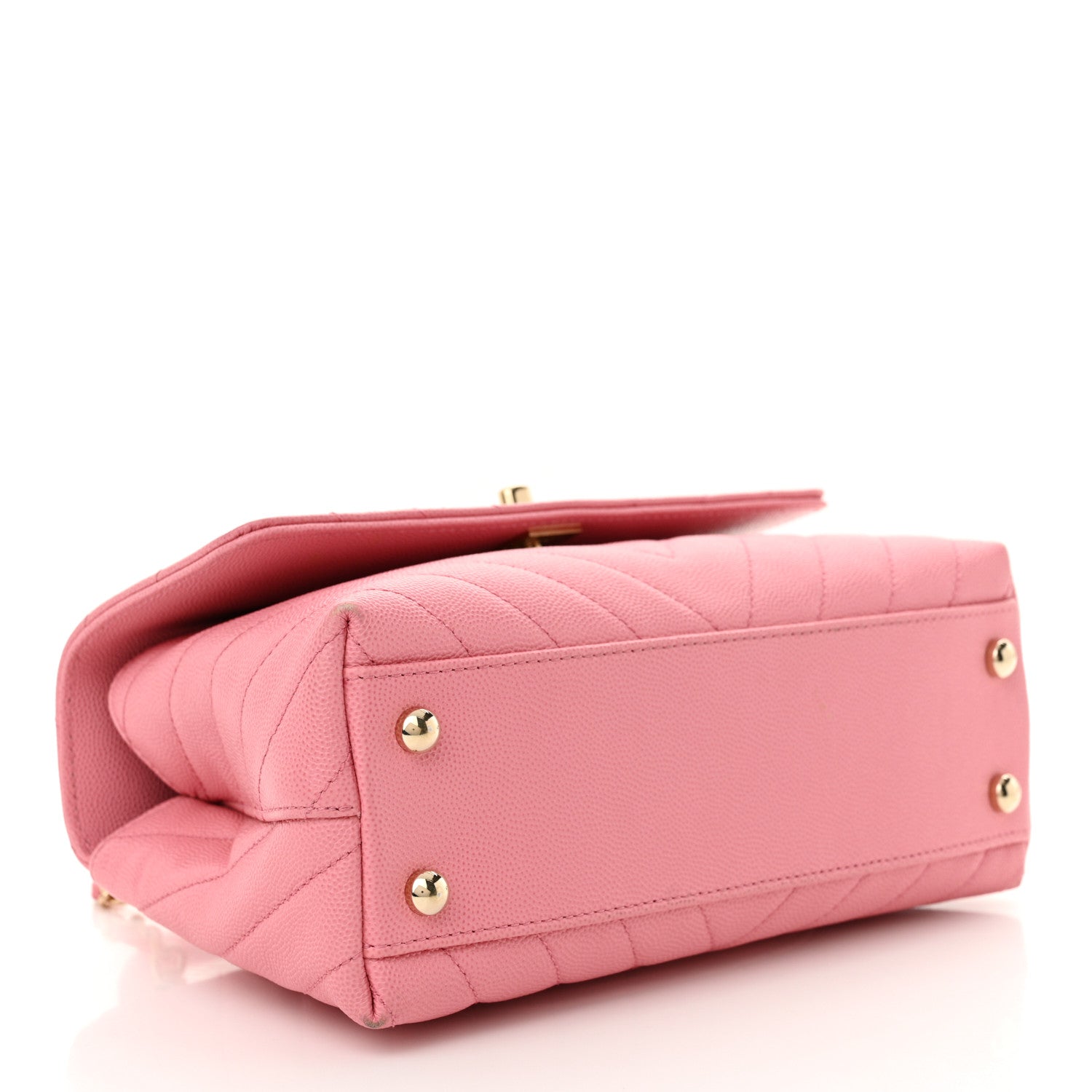 Chanel Caviar Chevron Quilted Mini Coco Handle Flap Pink 4 of 11