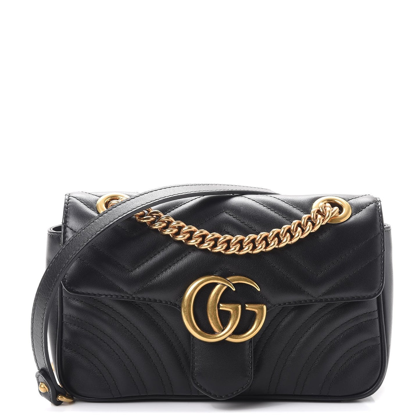 Calfskin Matelasse Mini GG Marmont Shoulder Bag Black