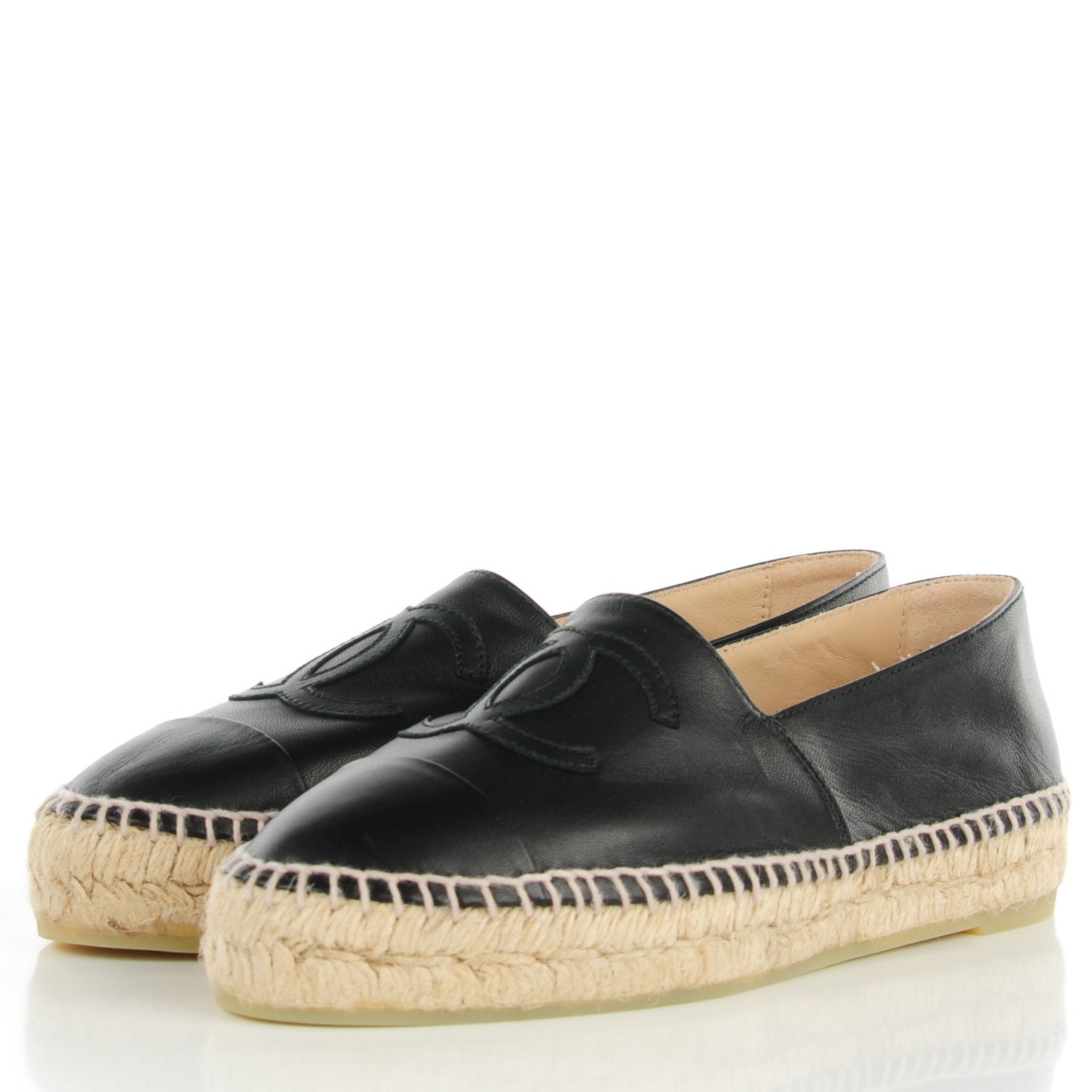 Chanel Lambskin CC Espadrilles 36 Black 3 of 9