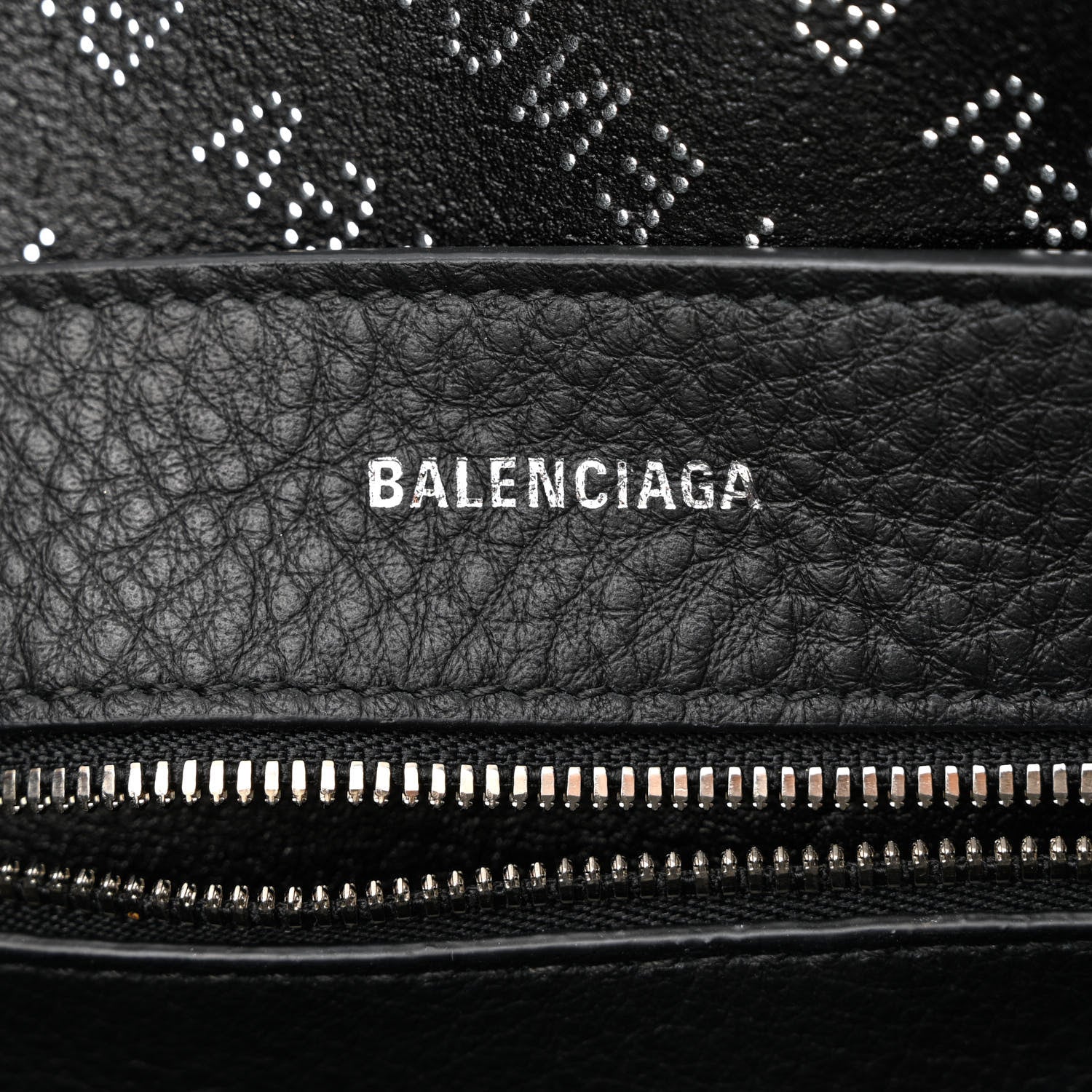 Balenciaga Smooth Calfskin Logo Perforated XXS Everyday Tote Black 6 of 12