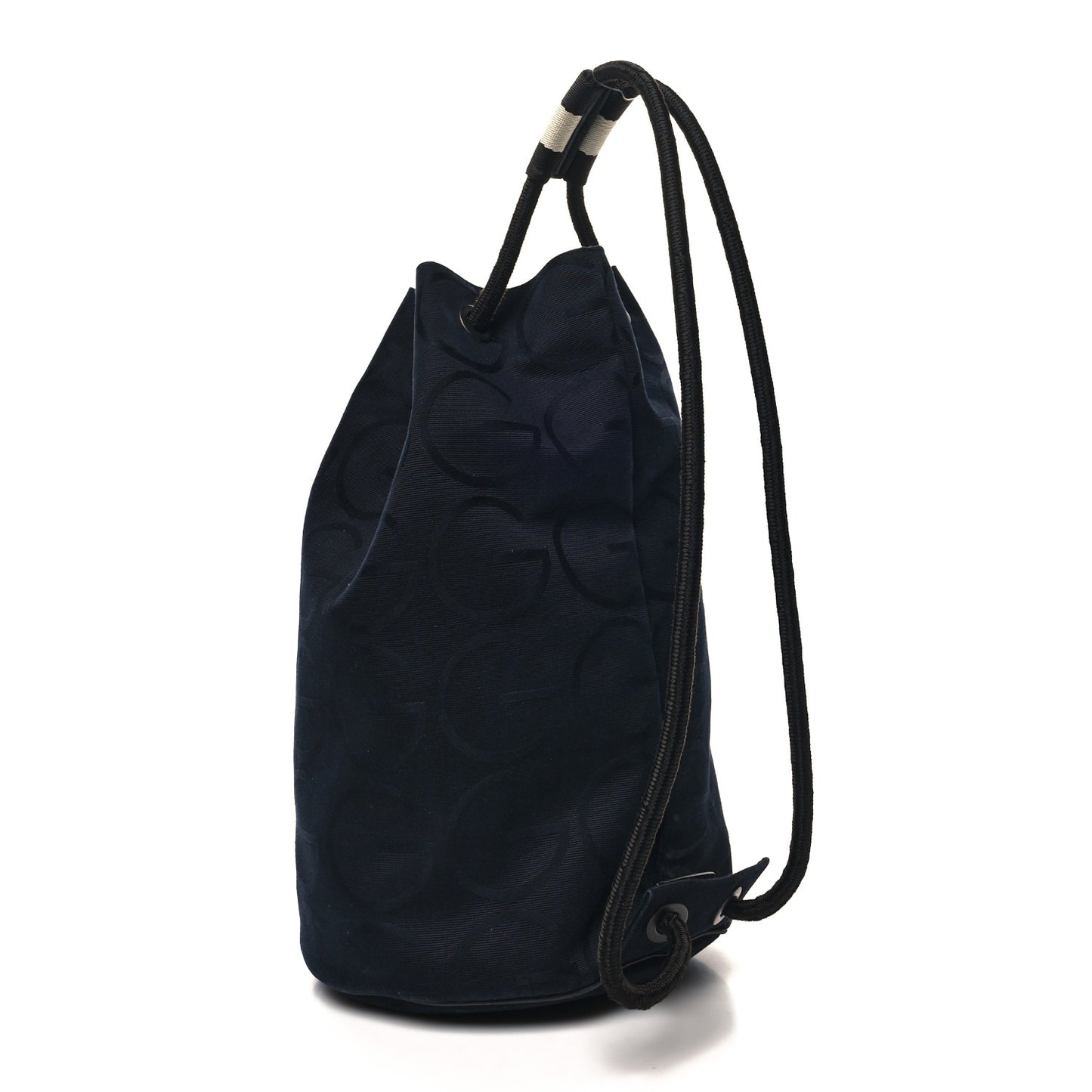 Nylon G Drawstring Sling Backpack Navy Blue
