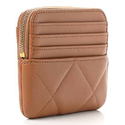 Chanel Lambskin Quilted Chanel 19 Zip Card Holder Wallet Brown 2 of 8