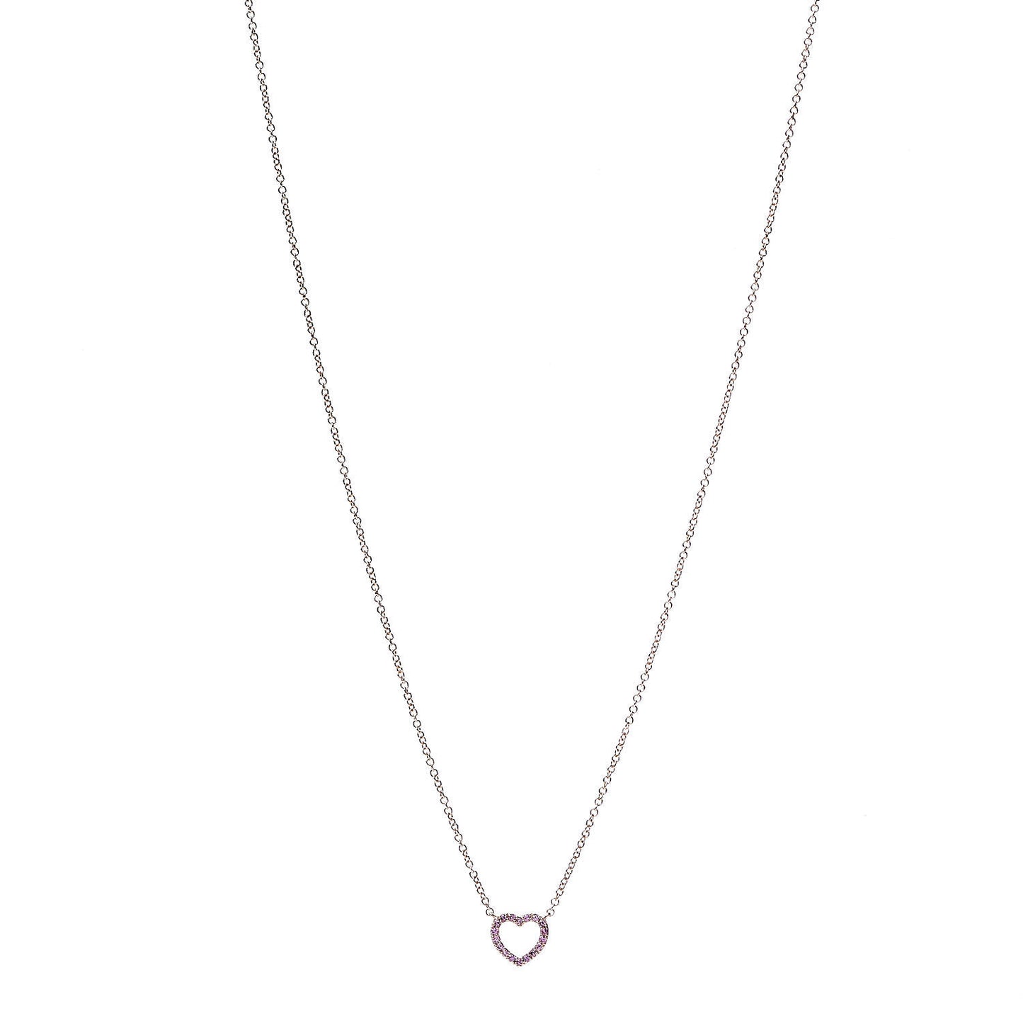 18K Rose Gold Pink Sapphire Metro Heart Pendant Necklace