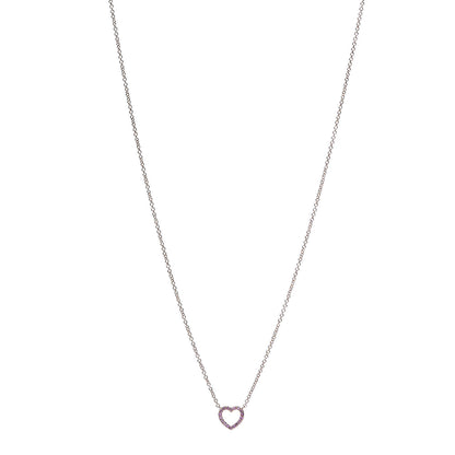 Tiffany 18K Rose Gold Pink Sapphire Metro Heart Pendant Necklace 1 of 6