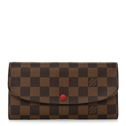 Louis Vuitton Damier Ebene Emilie Wallet Red 1 of 12