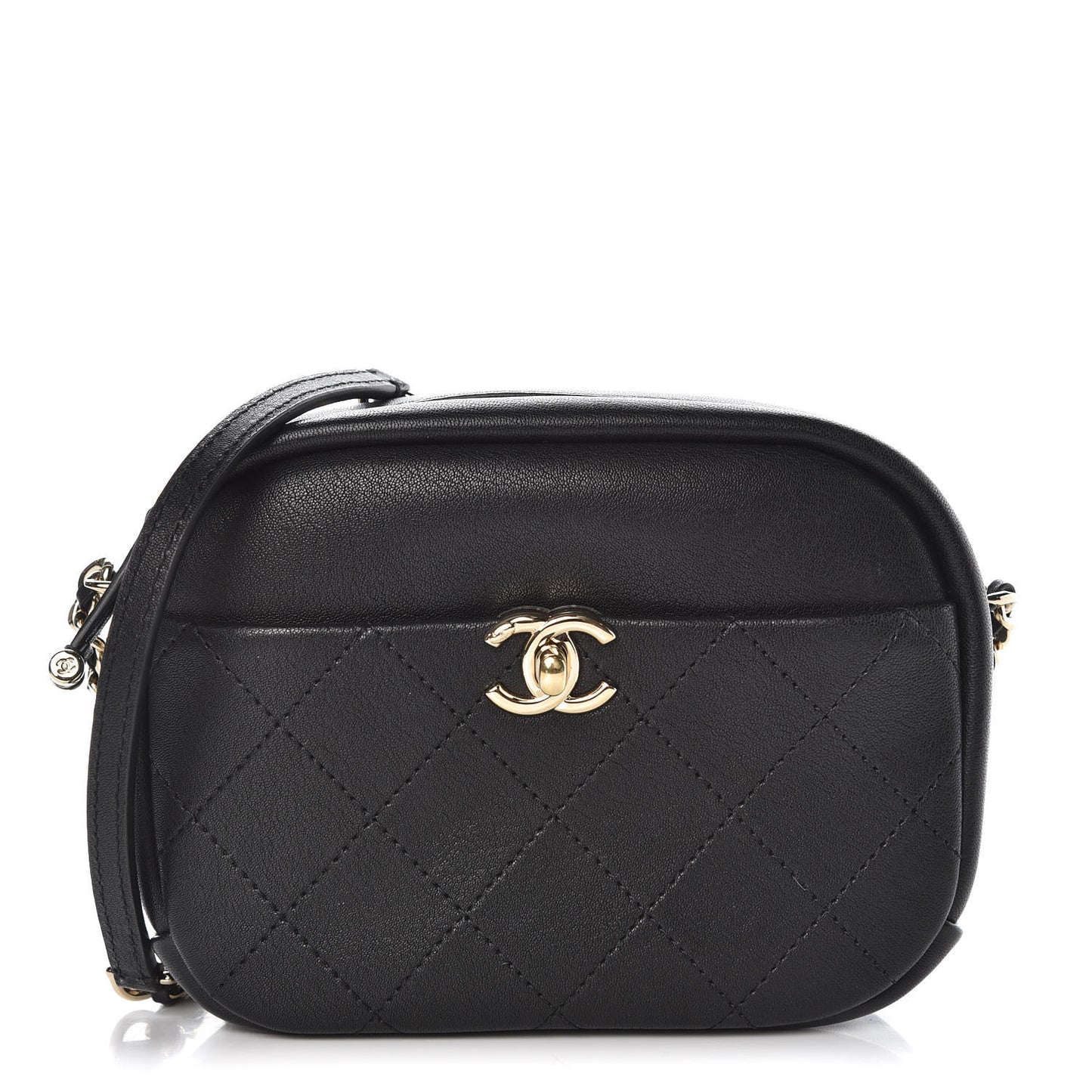 Goatskin Quilted Small Casual Trip Camera Case Black