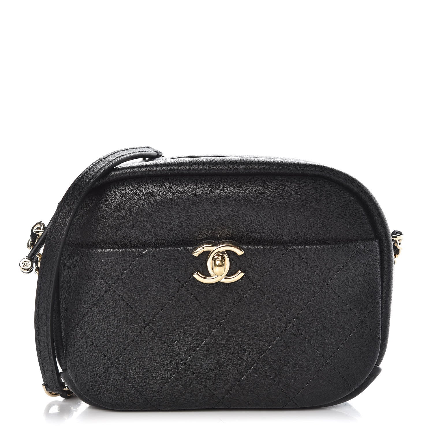 Chanel Goatskin Quilted Small Casual Trip Camera Case Black 1 of 8