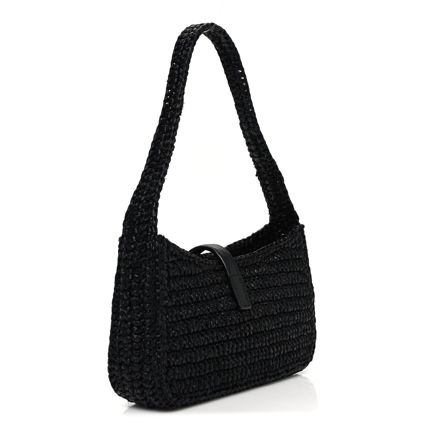 Raffia Calfskin Le 5 A 7 Mini Hobo Black Black