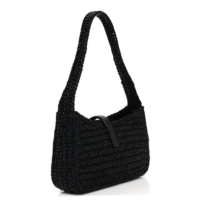 Saint Laurent Raffia Calfskin Le 5 A 7 Mini Hobo Black Black 4 of 11