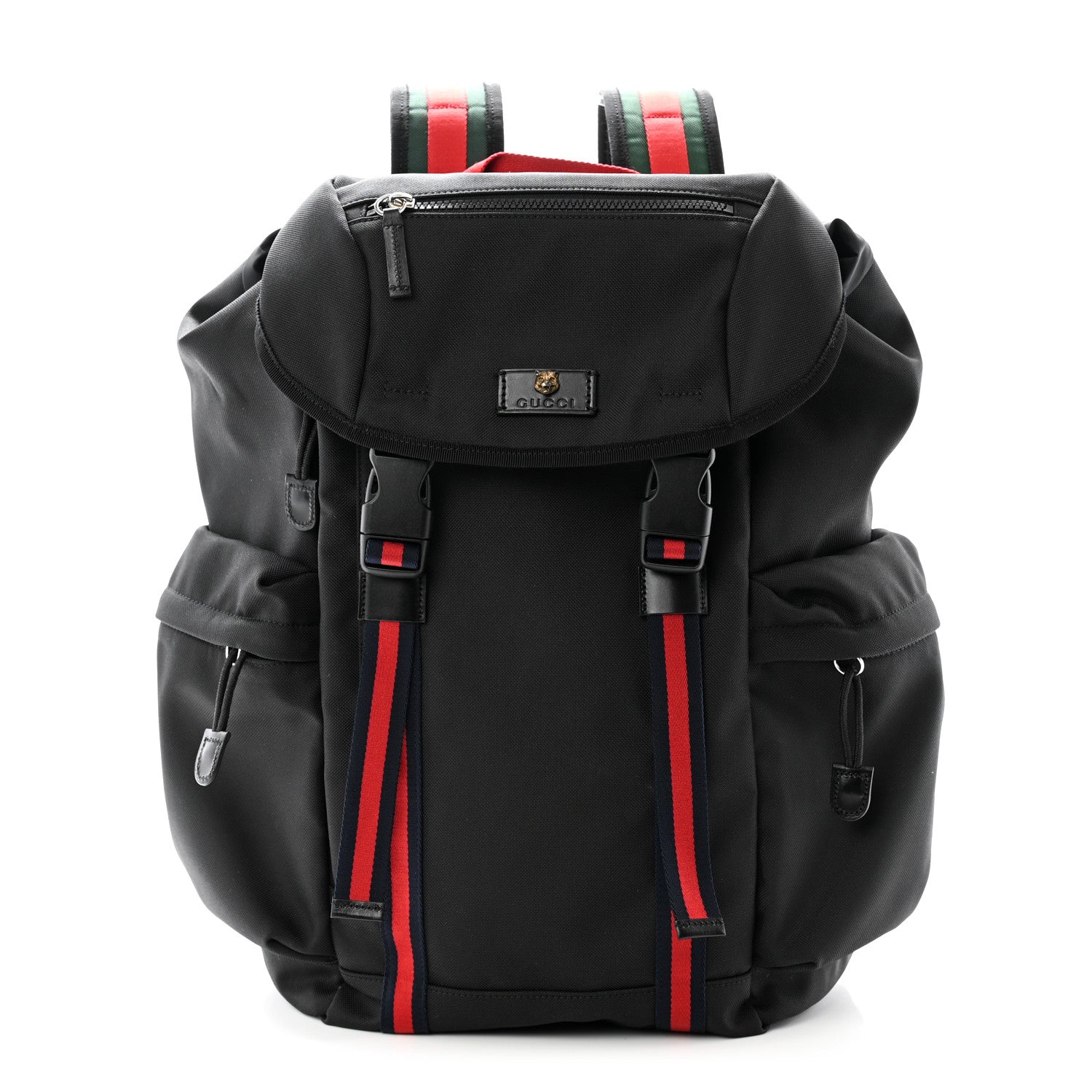 Gucci Techno Canvas Web Double Buckle Backpack Black 1 of 10