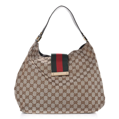 Gucci Monogram Large New Ladies Web Hobo Dark Brown 1 of 8