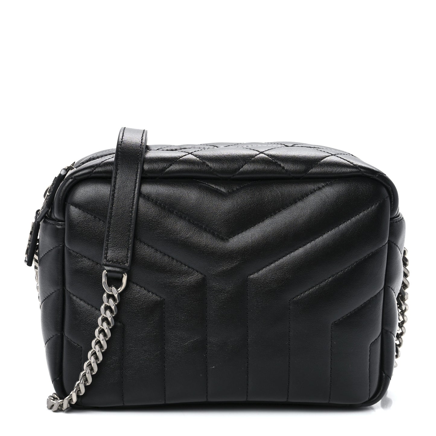 Calfskin Y Quilted Monogram Small Loulou Bowling Bag Black