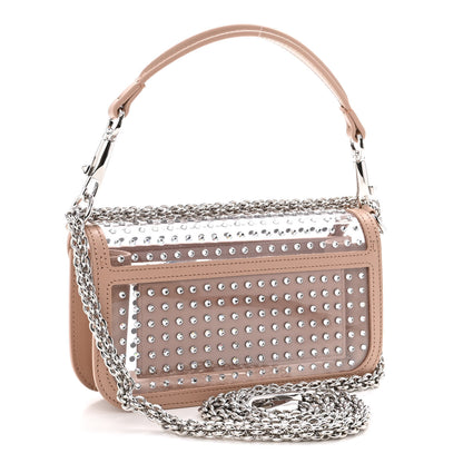 Valentino Garavani TPU Calfskin Crystal Vlogo Embellished Small Loco Shoulder Bag Trasparente Crystal Rose Cannelle 2 of 7