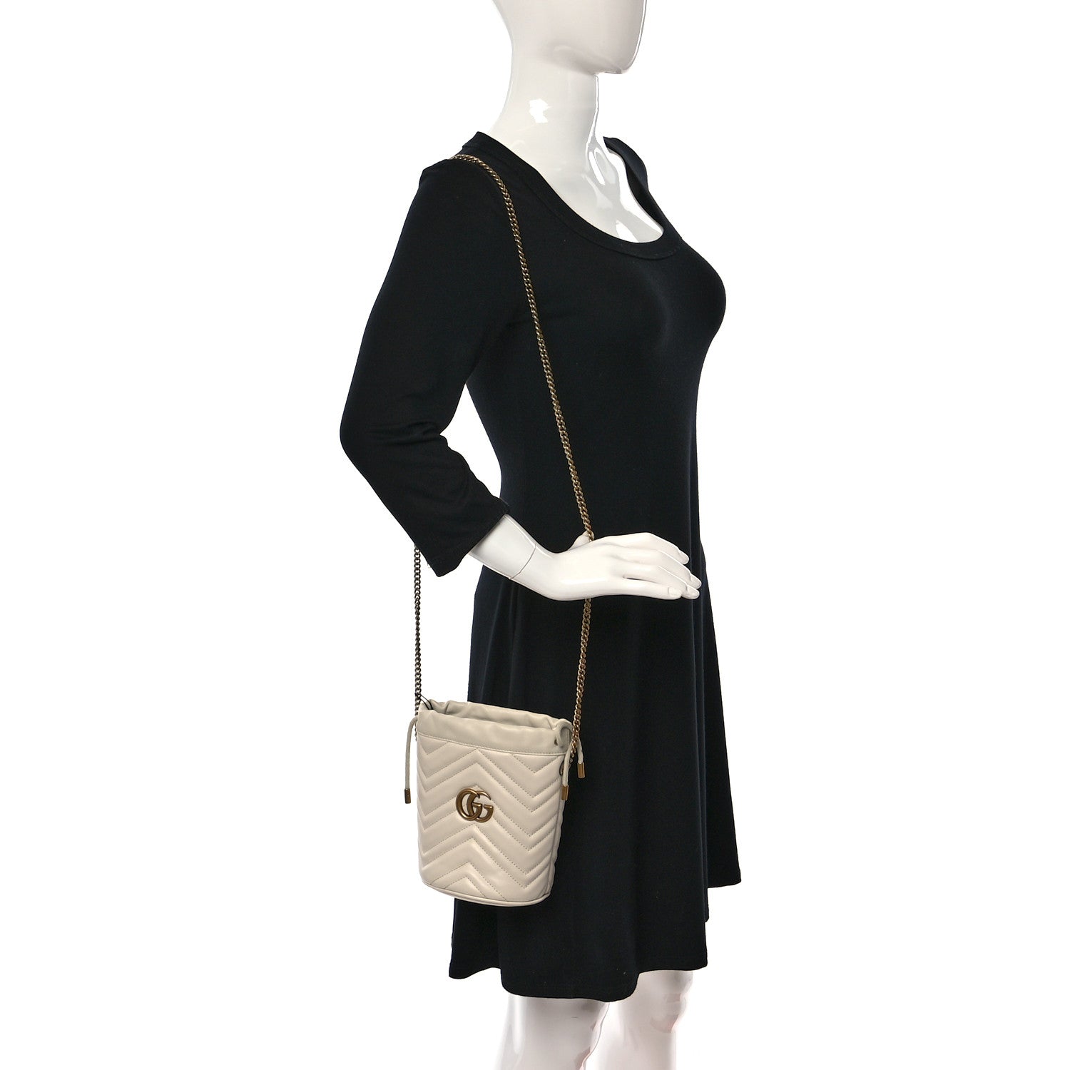 Gucci Calfskin Matelasse Mini GG Marmont 2.0 Bucket Bag White 2 of 10
