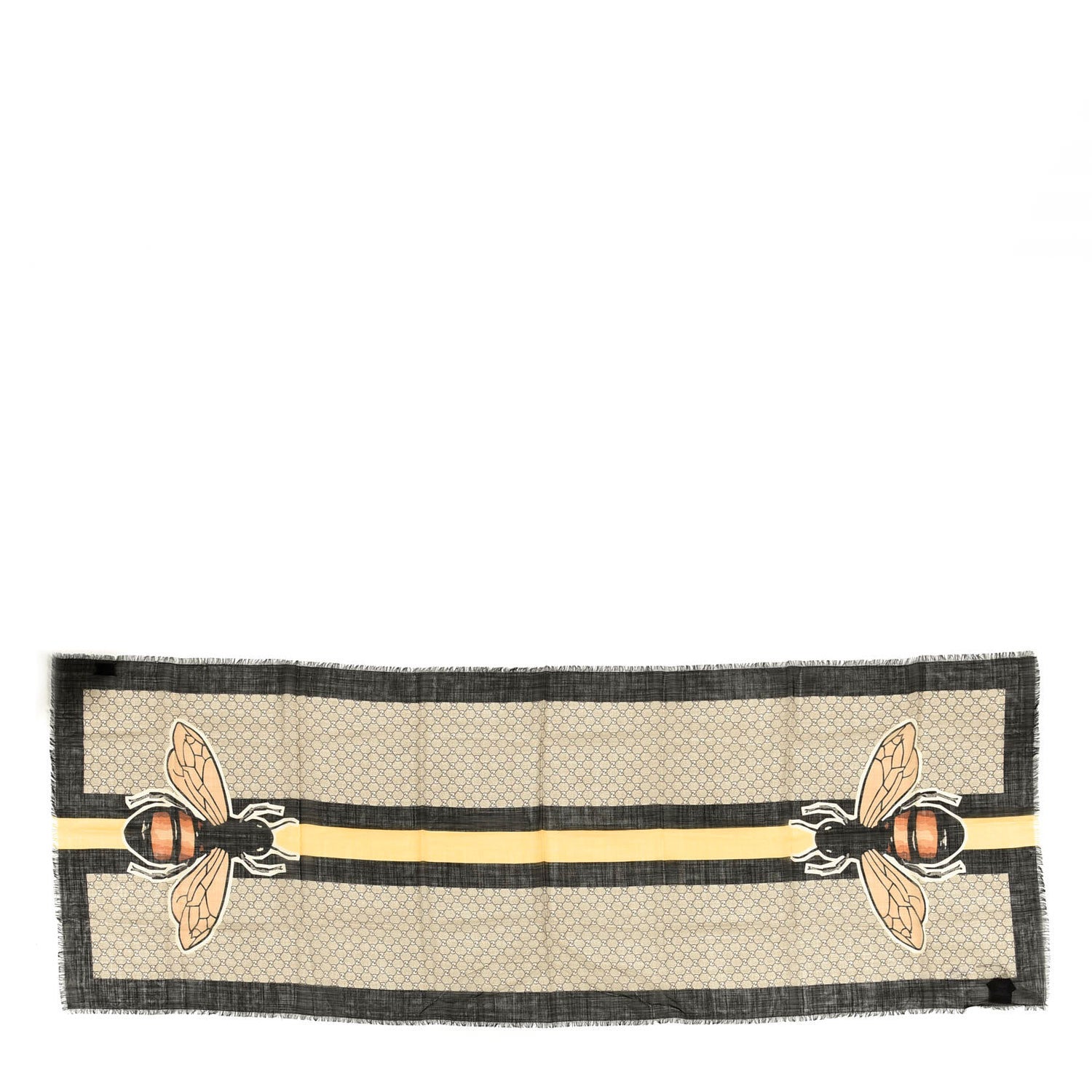 Gucci Wool GG Supreme Monogram Web Bee Scarf Beige 1 of 3