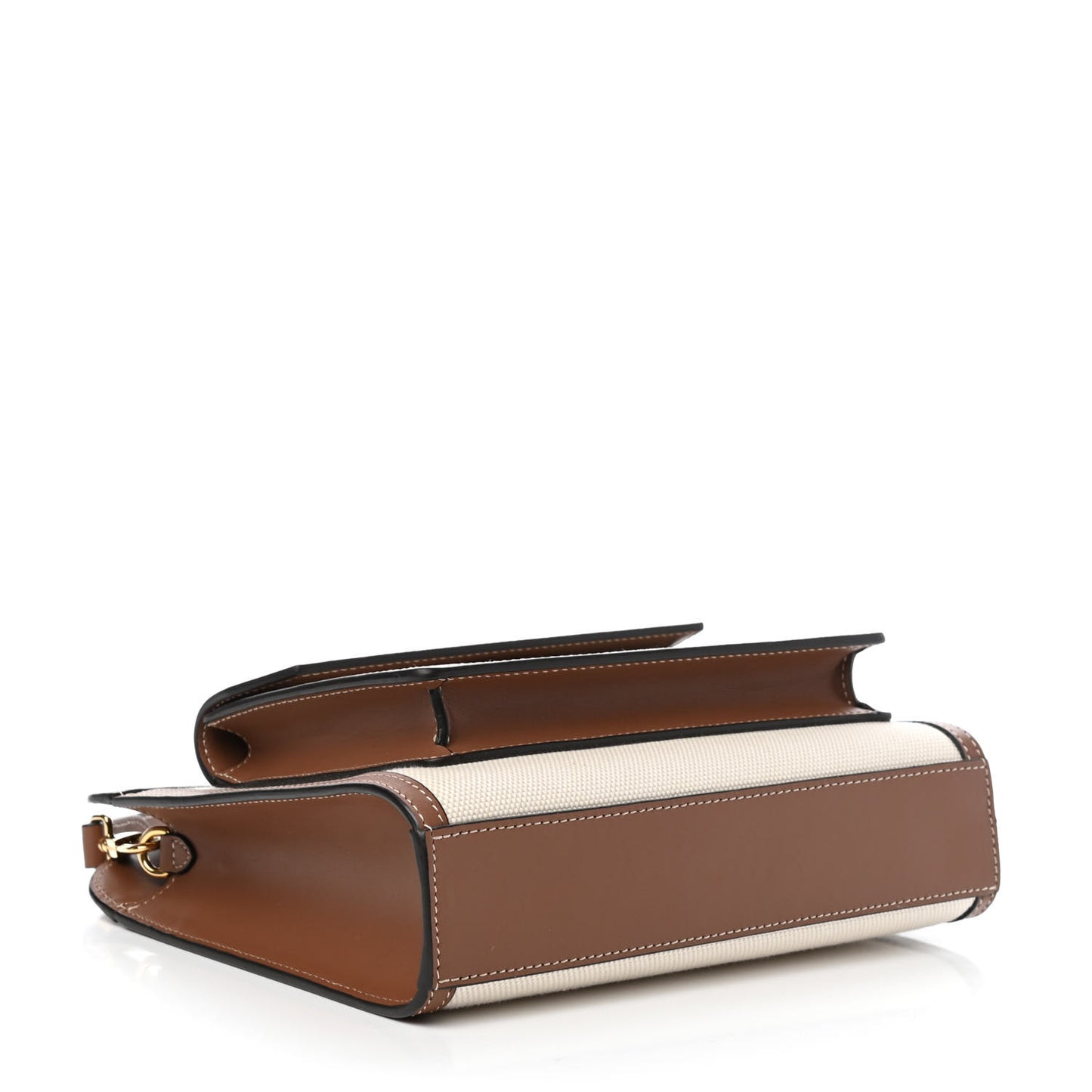 Canvas Smooth Calfskin Two Tone Mini Pocket Bag Natural Malt Brown