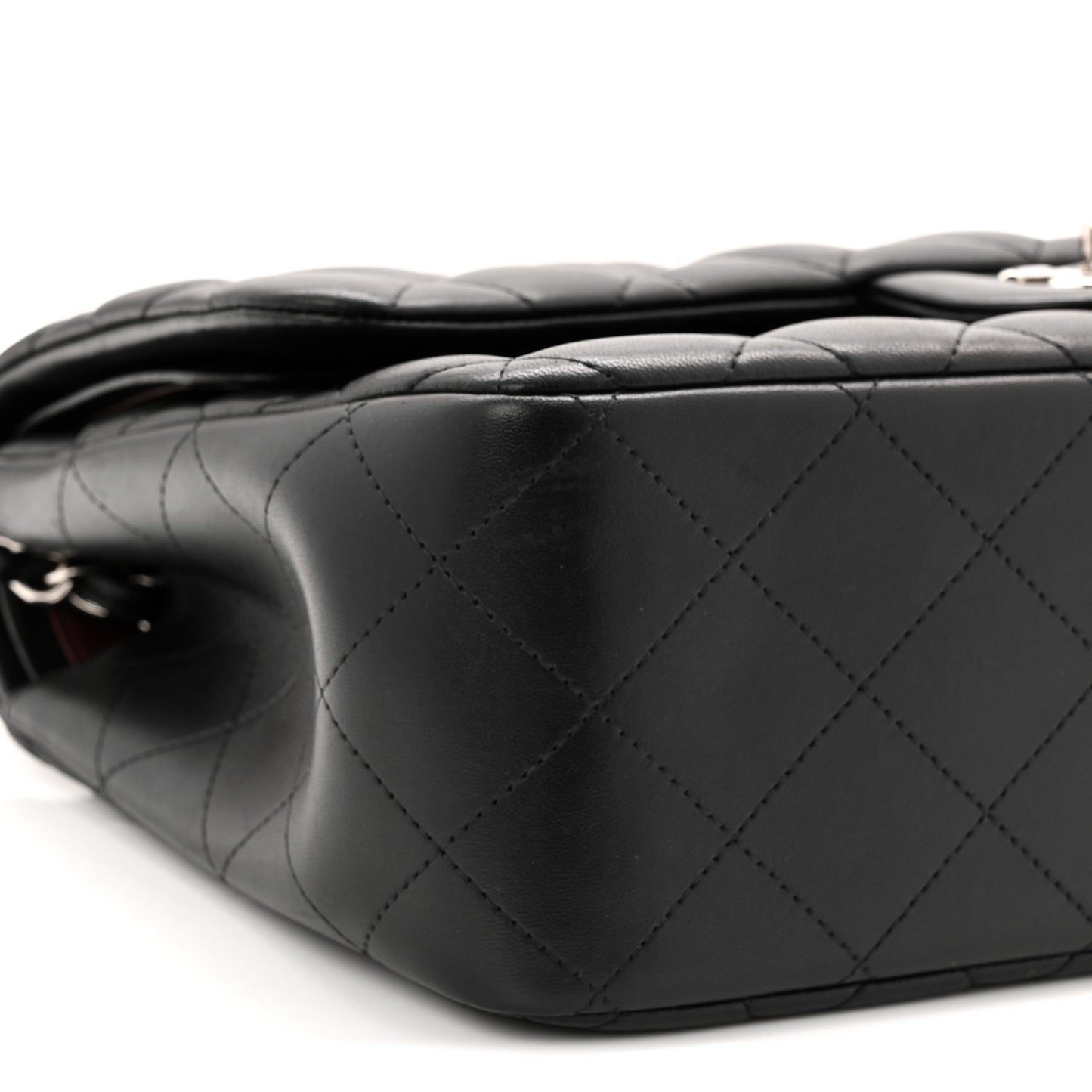 Lambskin Quilted Jumbo Double Flap Black