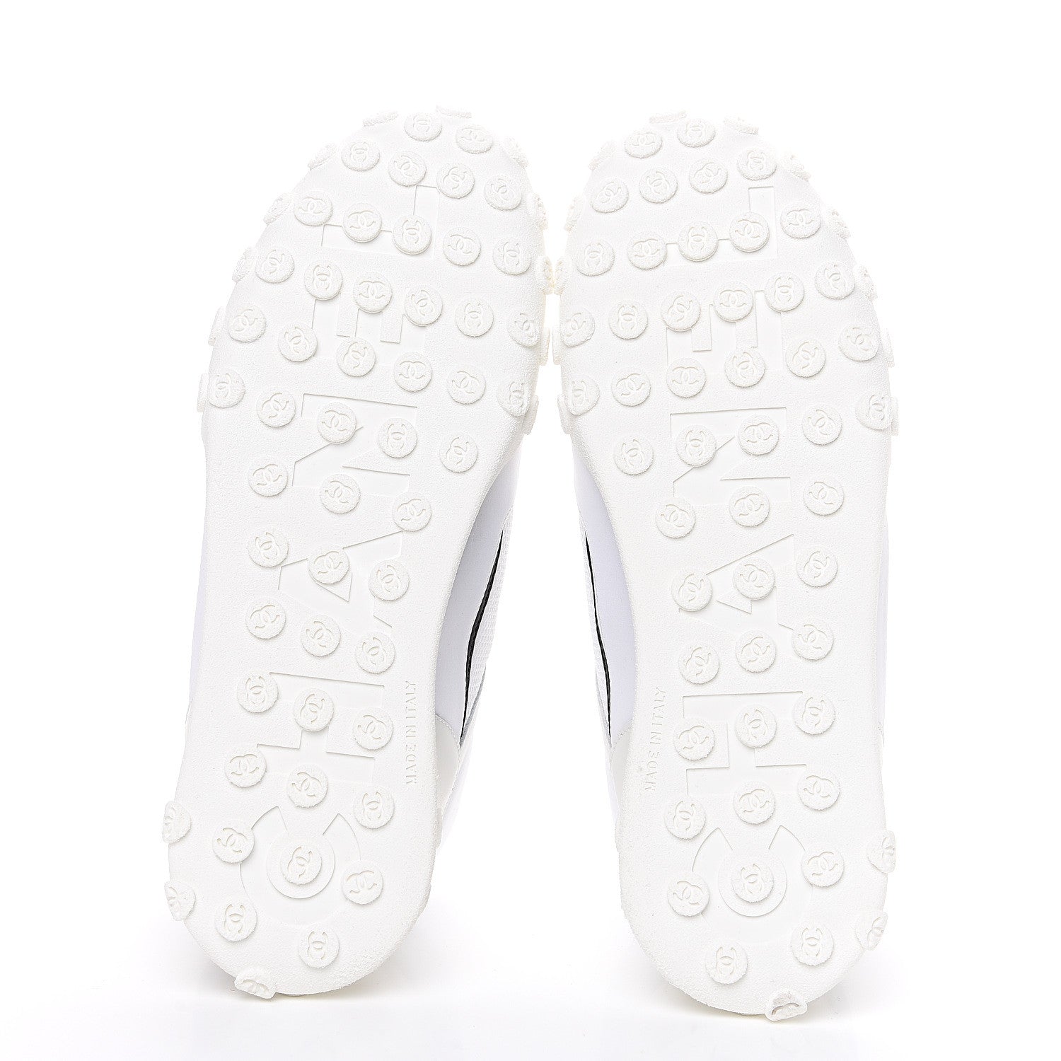 Chanel Calfskin Mesh Lycra Womens Logo High Top Sneakers 40.5 White 5 of 8