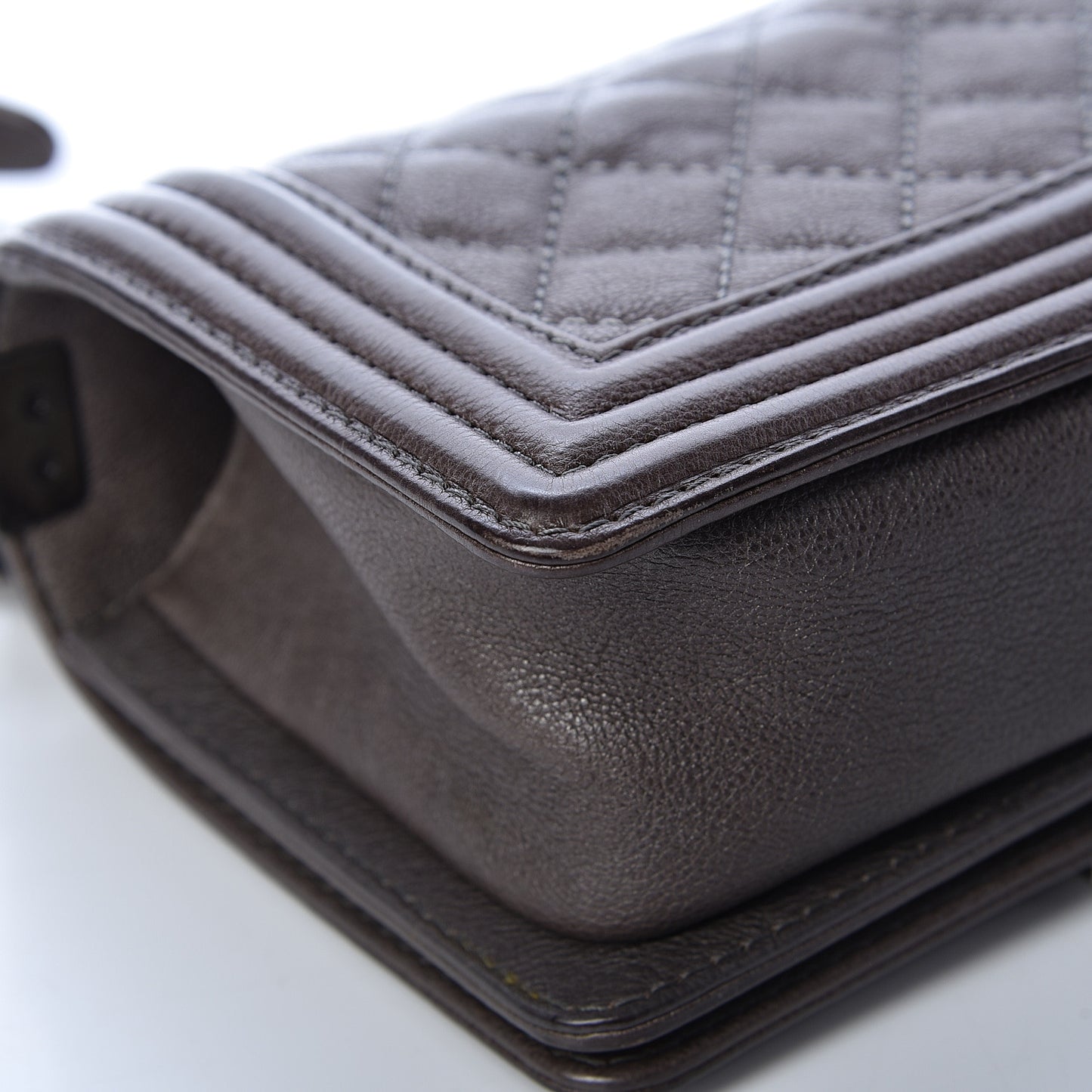 Calfskin Quilted Small Boy Flap Taupe