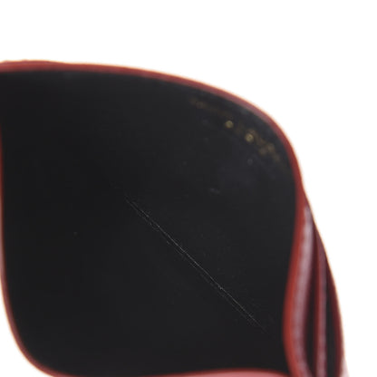 Saint Laurent Grain De Poudre Matelasse Chevron Monogram Credit Card Case New Red 4 of 5