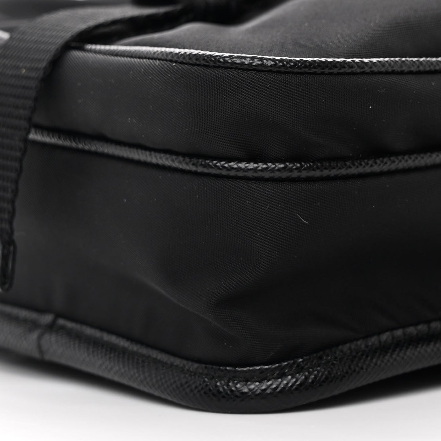 Re-Nylon Saffiano Mini Pocket Single Snap Buckle Messenger Bag Black