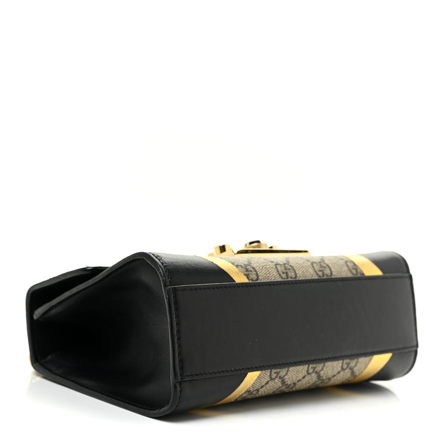 Gucci Calfskin GG Supreme Monogram Small Padlock Shoulder Bag Black Gold 4 of 9