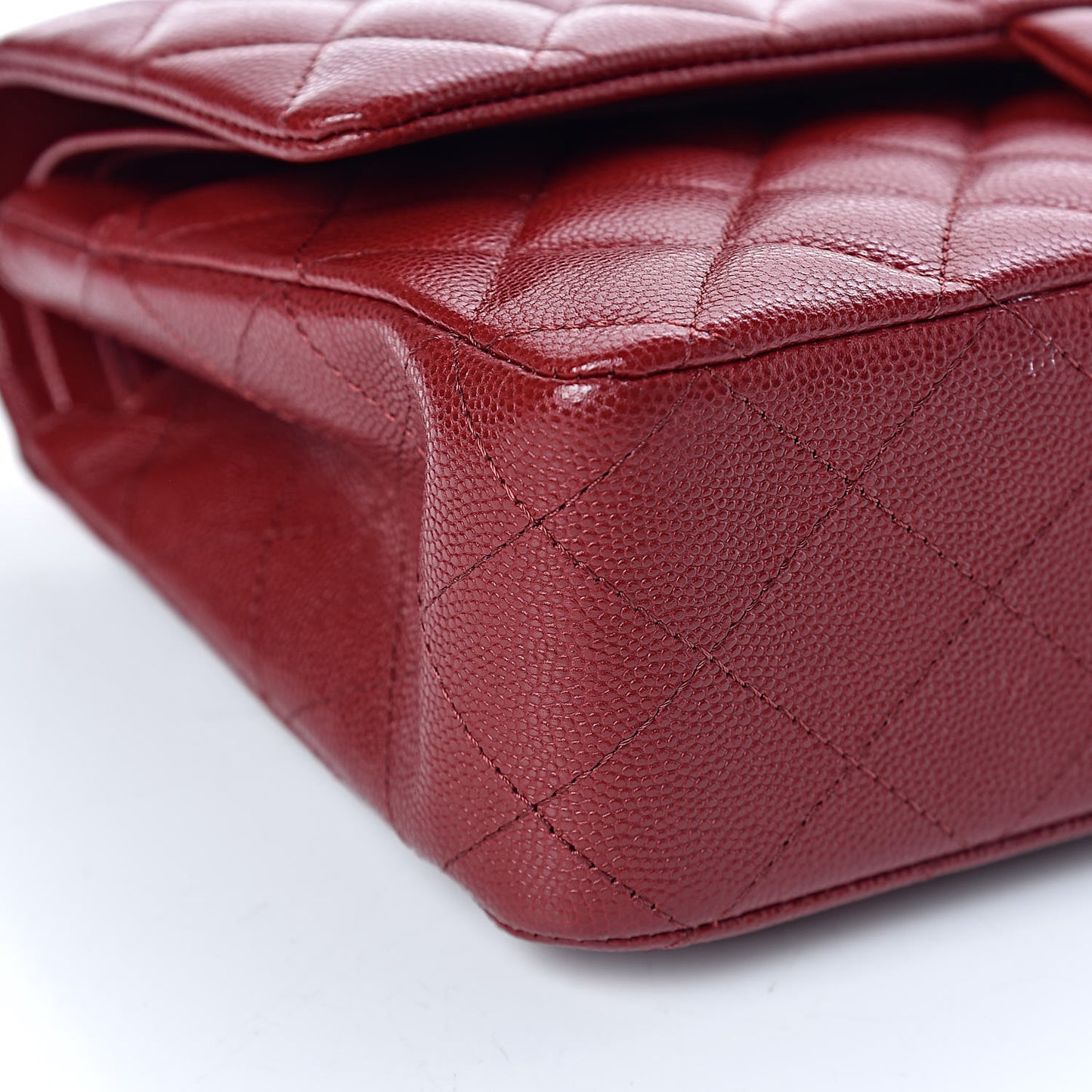 Iridescent Caviar Quilted Medium Double Flap Burgundy
