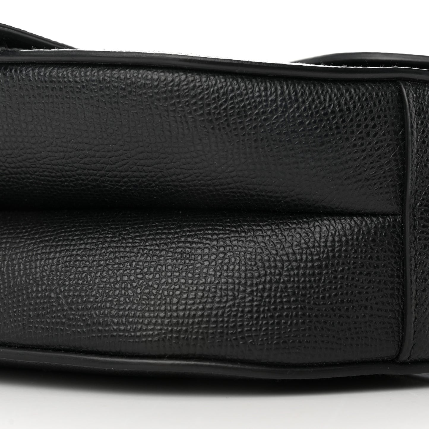 Grained Calfskin Saddle Bag With Strap Black