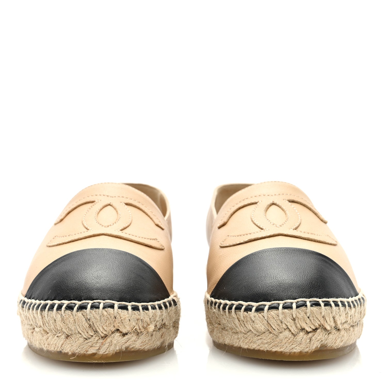 Chanel Lambskin CC Espadrilles 38 Beige Black 2 of 9