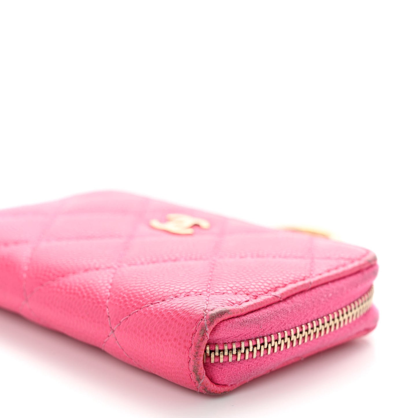 Caviar Quilted Zipped Key Holder Case Pink