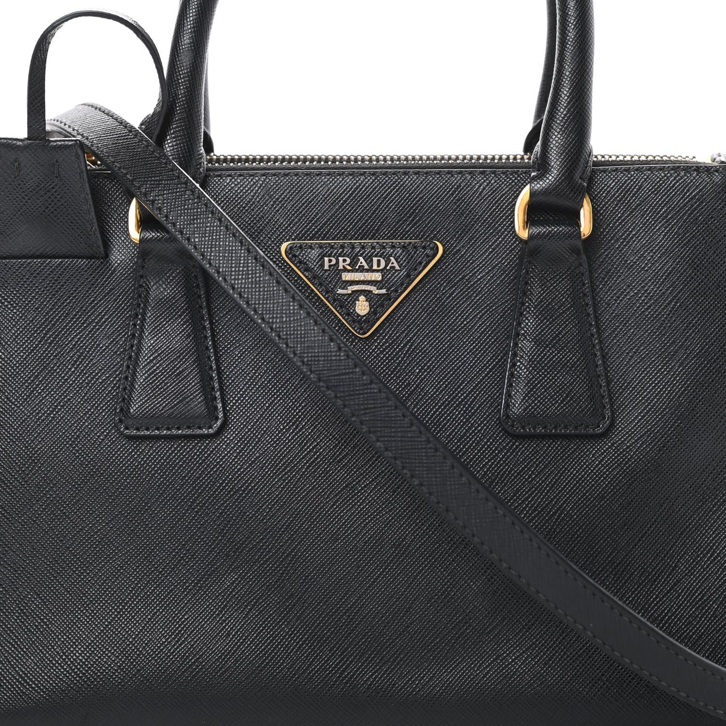Saffiano Mini Galleria Double Zip Tote Black