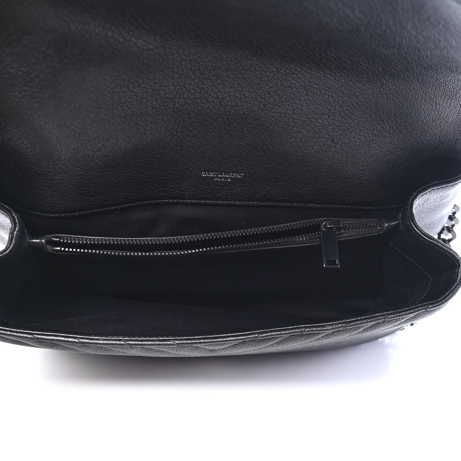 Saint Laurent Sheepskin Matelasse Chevron Monogram Monochrome Large College Satchel Black 5 of 9