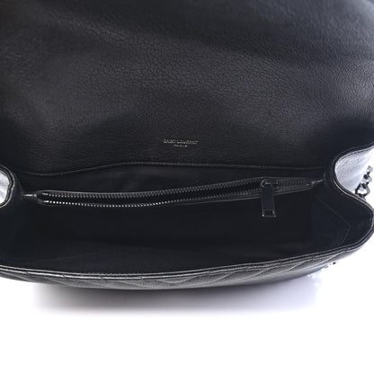 Saint Laurent Sheepskin Matelasse Chevron Monogram Monochrome Large College Satchel Black 5 of 9