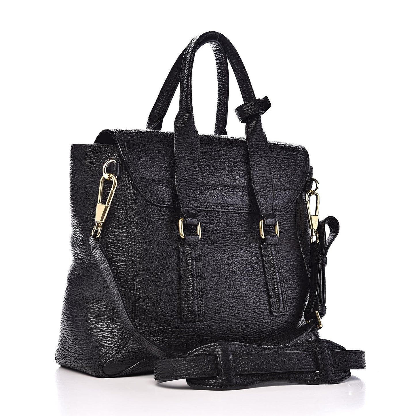 3.1 Textured Calfskin Medium Pashli Satchel Black
