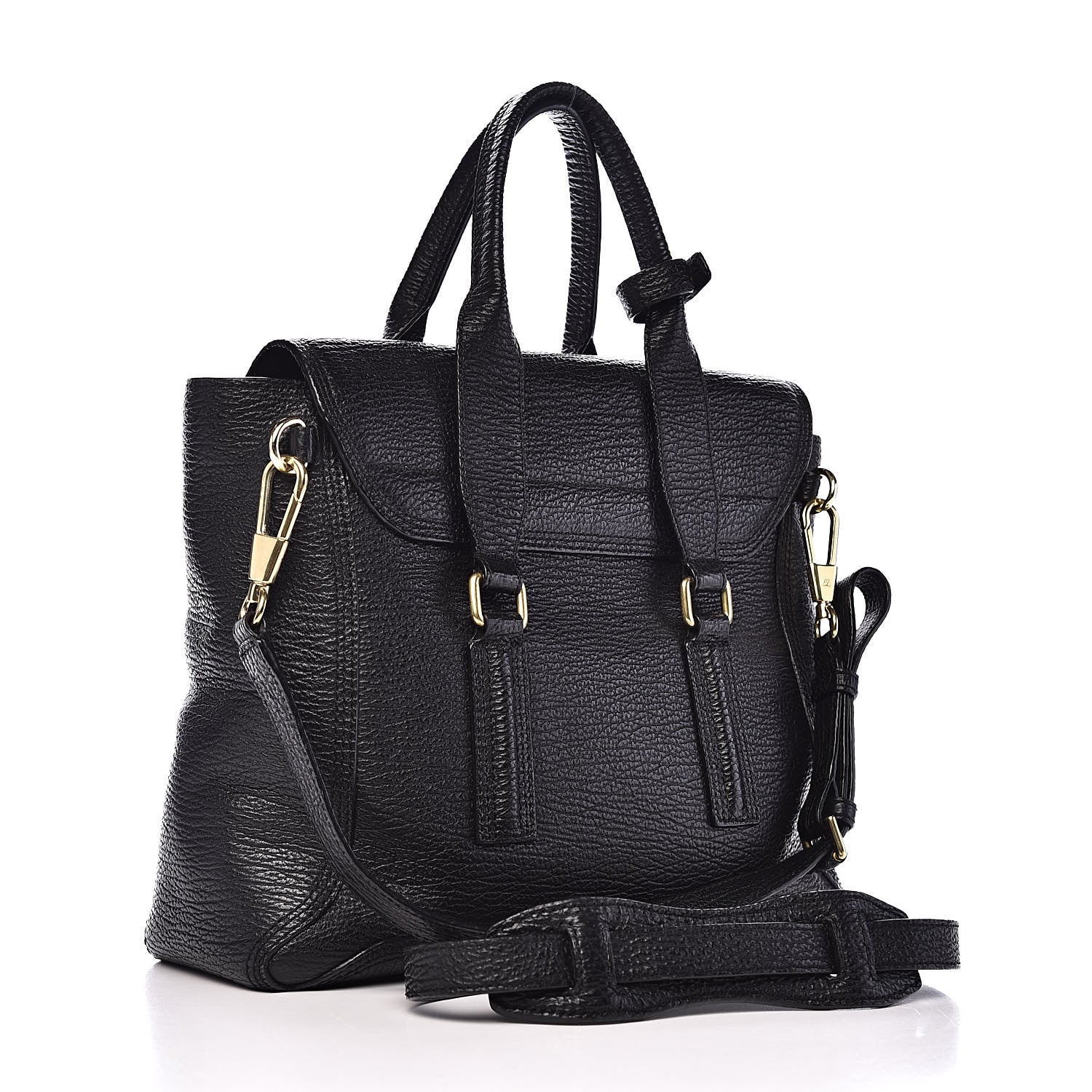 3.1 Phillip Lim 3.1 Textured Calfskin Medium Pashli Satchel Black 3 of 10