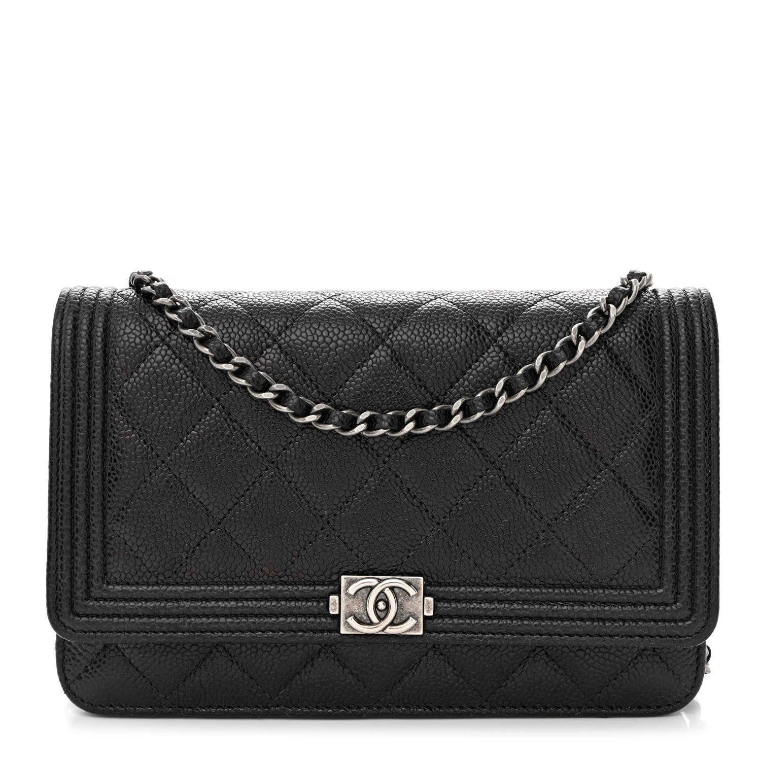 Chanel Caviar Quilted Boy Wallet On Chain WOC Black 1 of 13