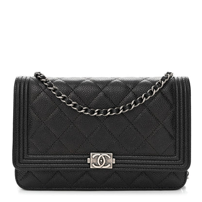 Chanel Caviar Quilted Boy Wallet On Chain WOC Black 1 of 13