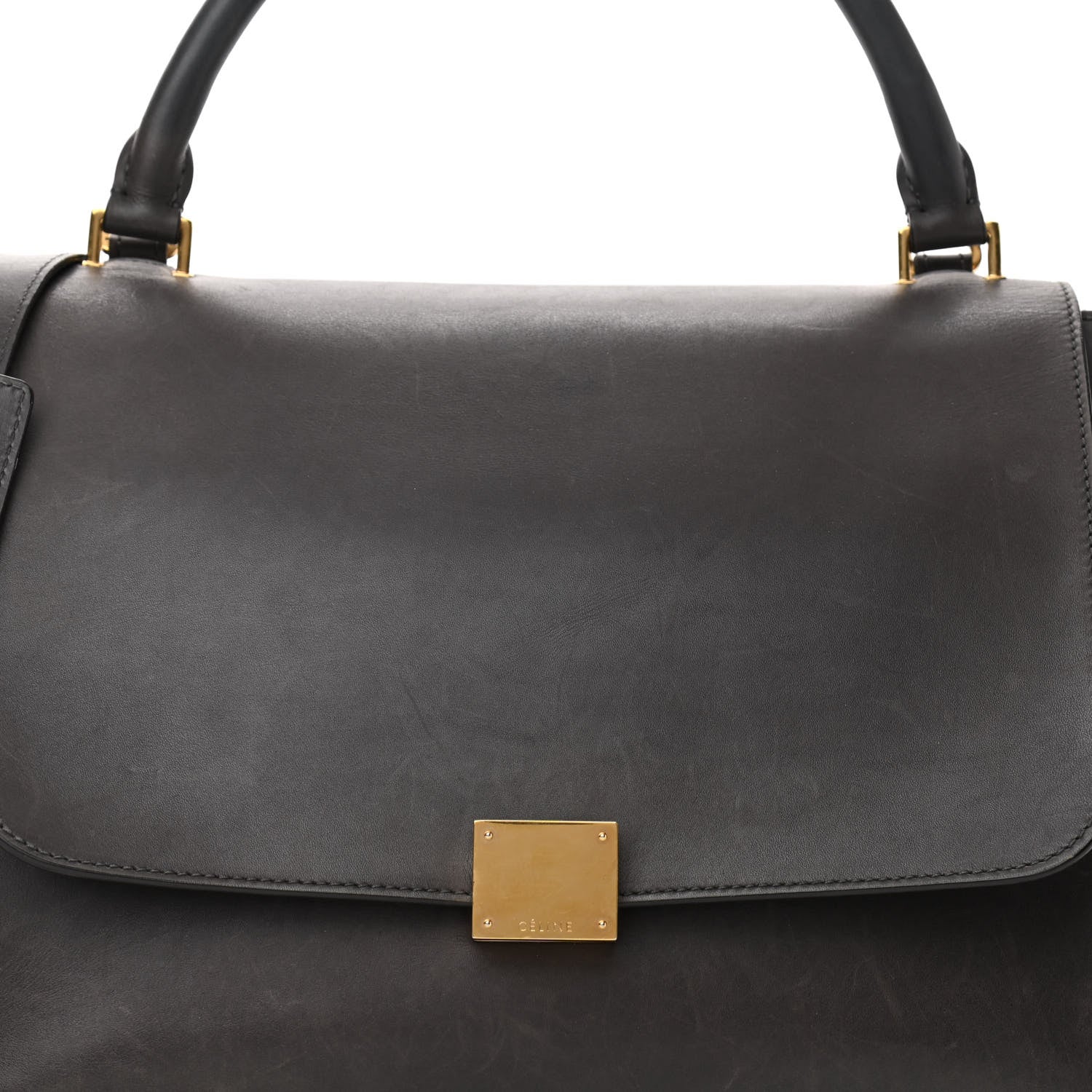 Celine Smooth Calfskin Suede Medium Trapeze Grey 7 of 16