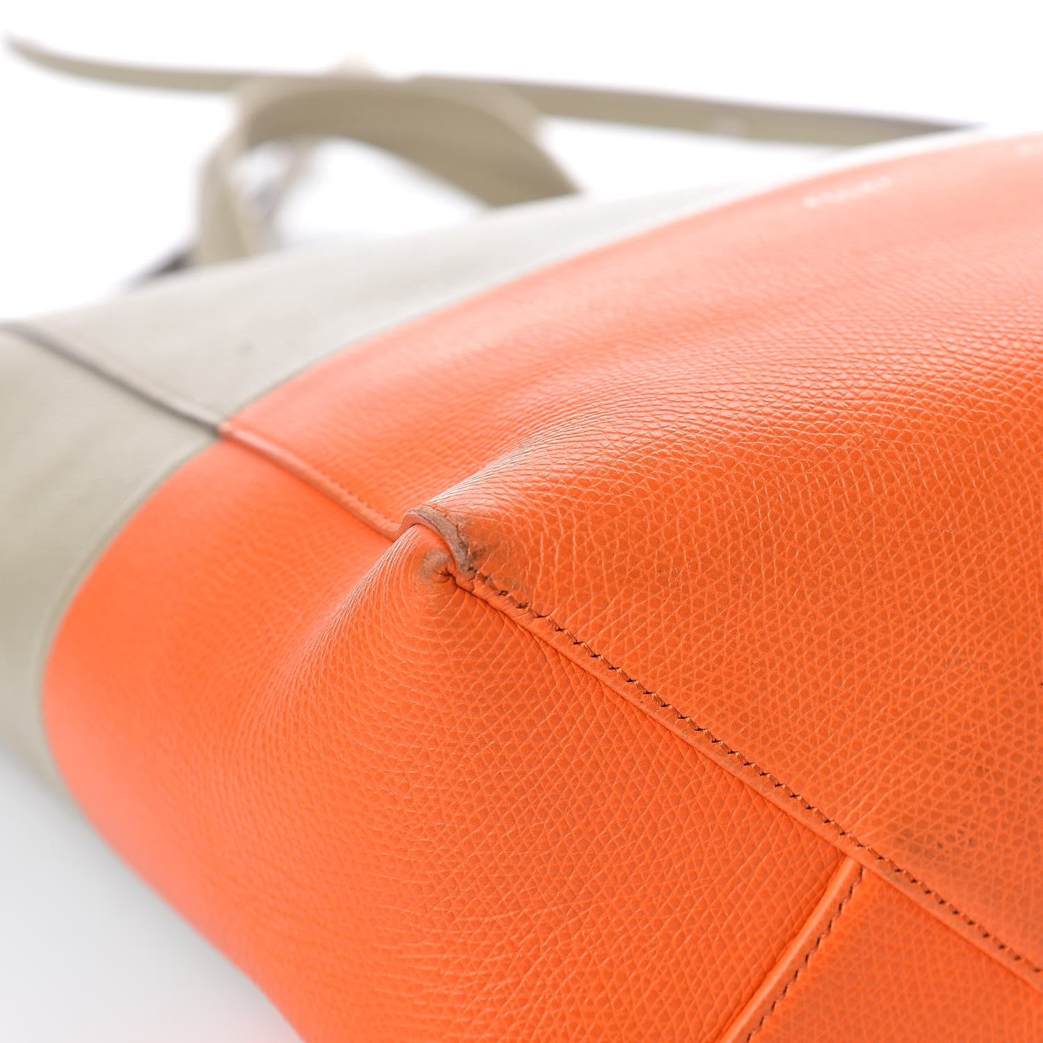 Celine Grained Calfskin Small Vertical Bi-Cabas Fluo Orange Taupe 17 of 23