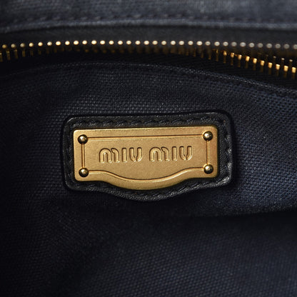 Miu Miu Washed Canvas Canapa Shopping Pattina Tote Bleuette 6 of 11