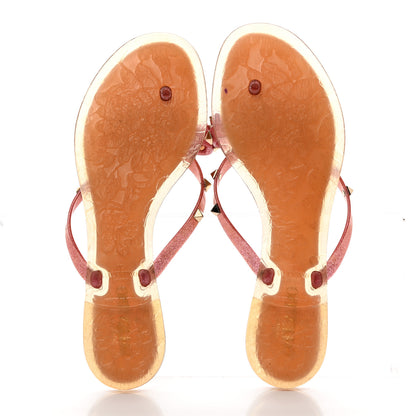 Valentino Garavani PVC Jelly Glitter Rockstud Bow Thong Sandals 41 Pink 5 of 8