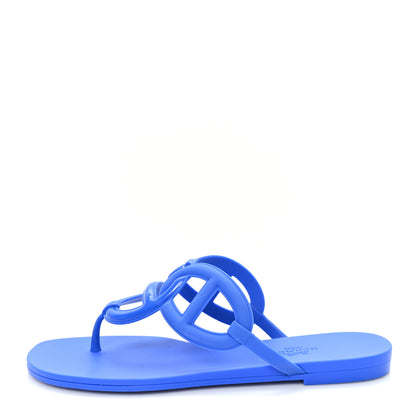 Hermes Rubber Womens Egerie Sandals  37 Bleu Outremer 1 of 9