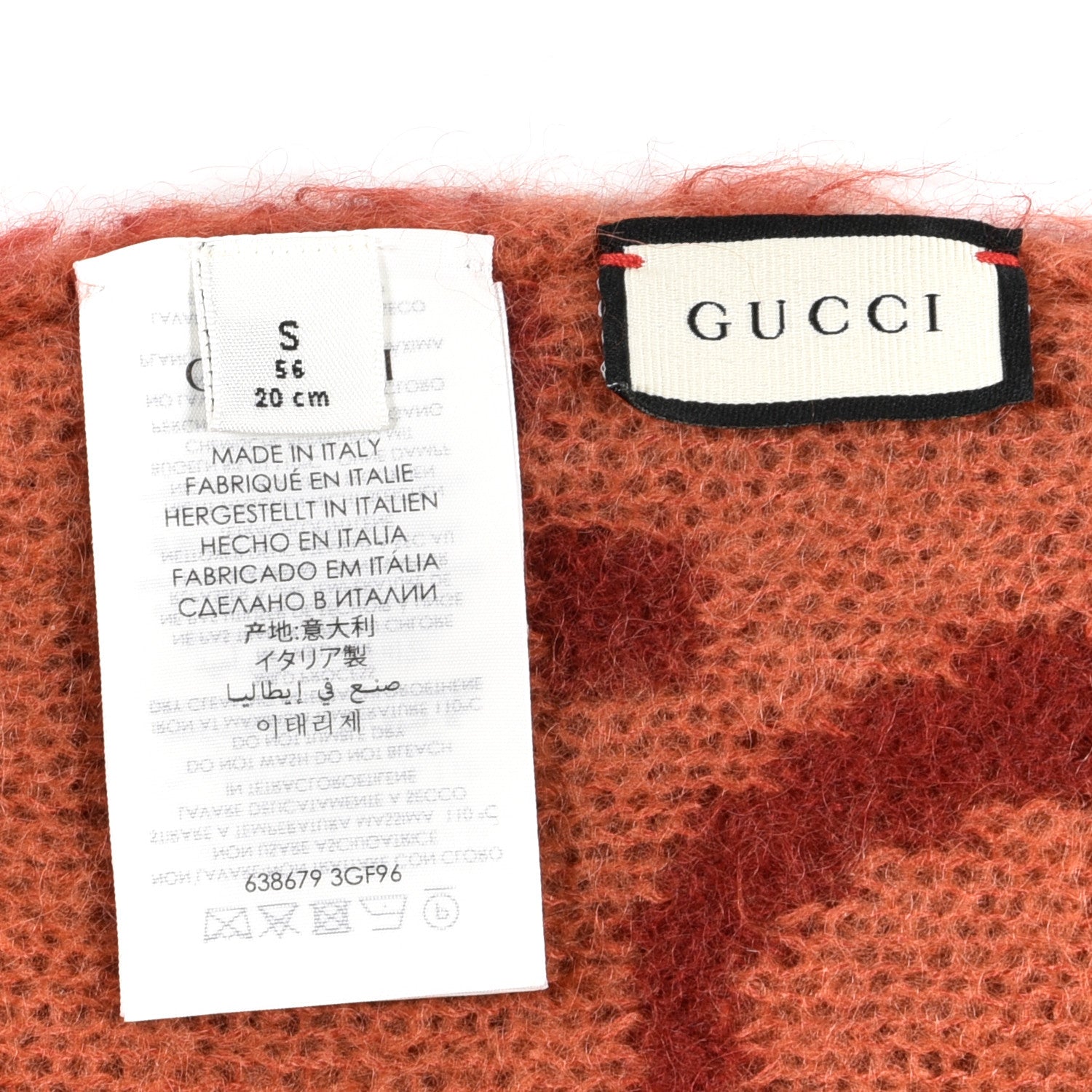 Gucci Mohair Monogram Jumbo GG Brushat Beanie Hat Lacquer Orange 4 of 4