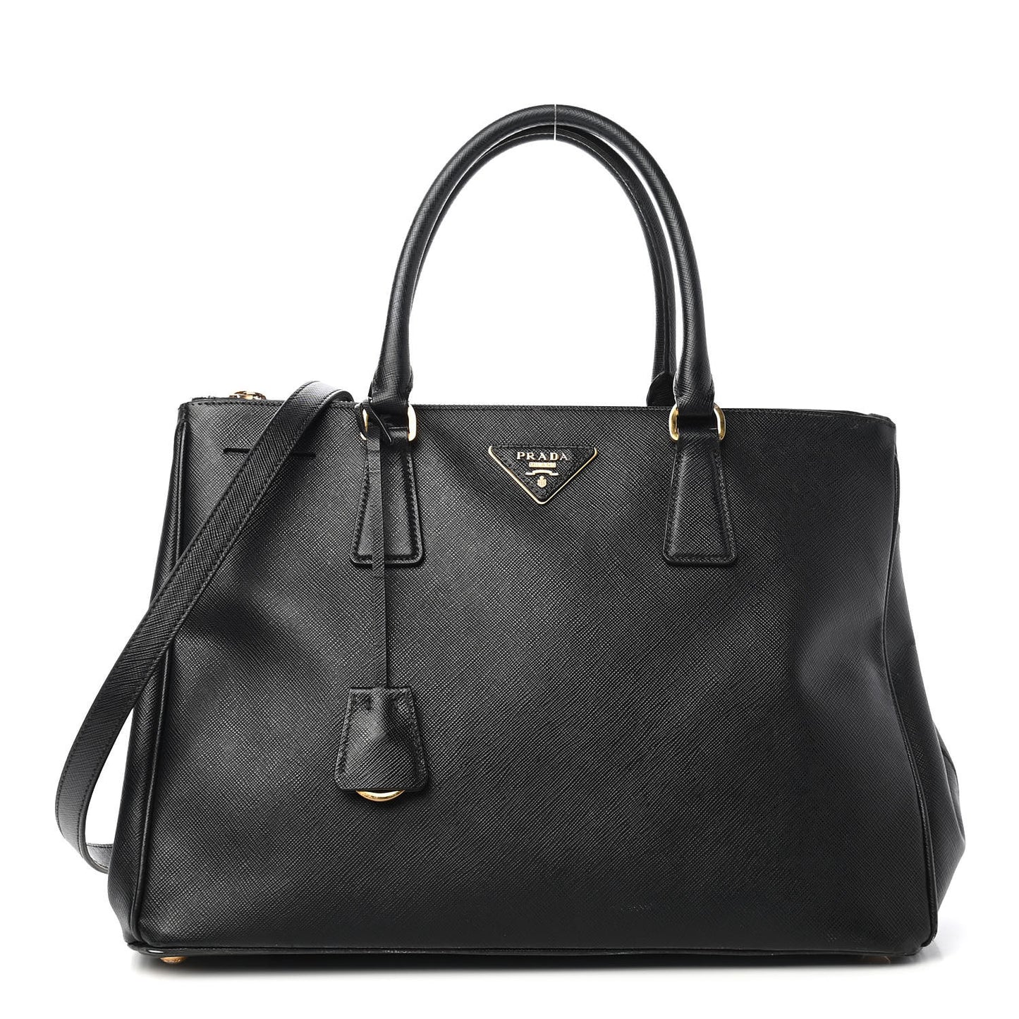 Saffiano Medium Galleria Double Zip Tote Black