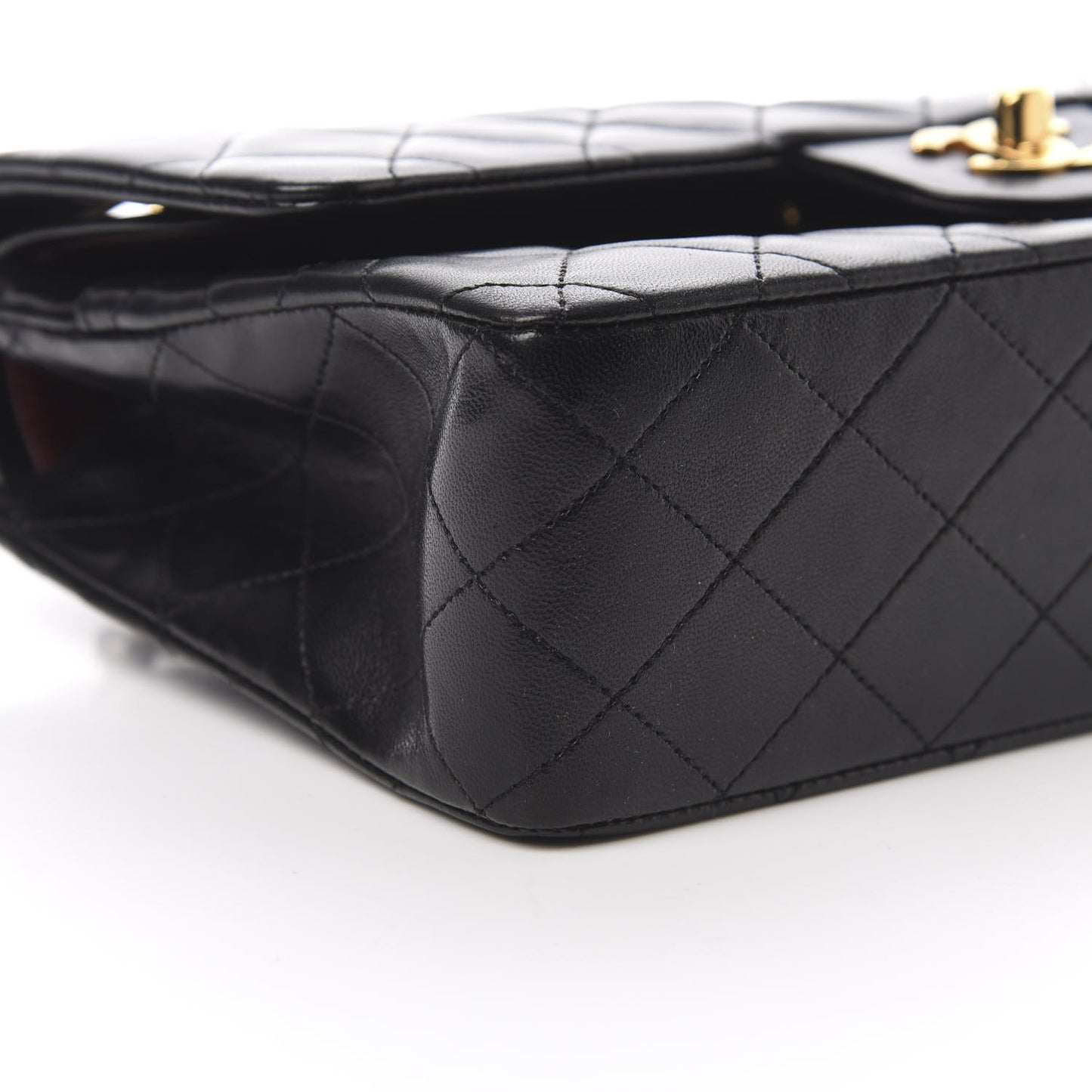 Lambskin Quilted Medium Double Flap Black