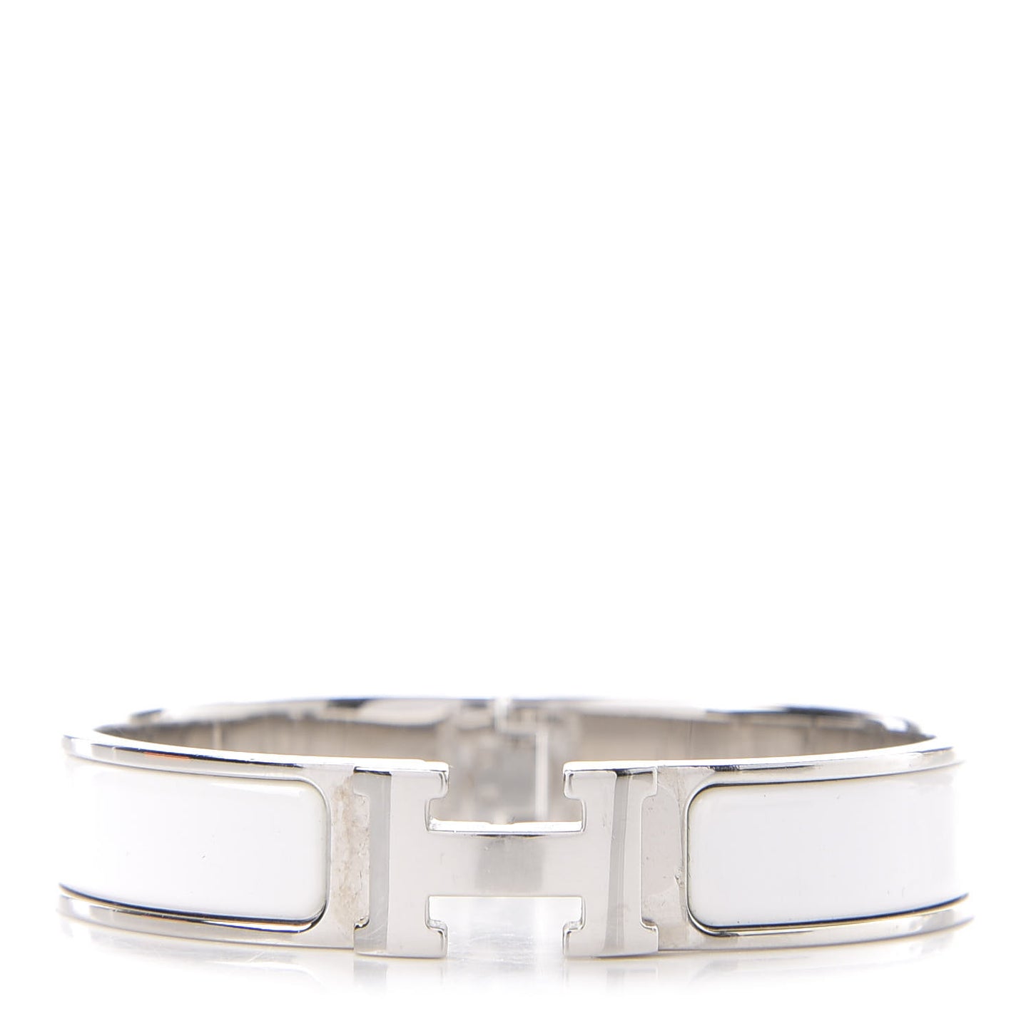 Enamel Narrow Clic Clac H Bracelet PM White