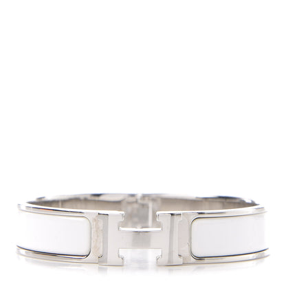 Hermes Enamel Narrow Clic Clac H Bracelet PM White 1 of 3