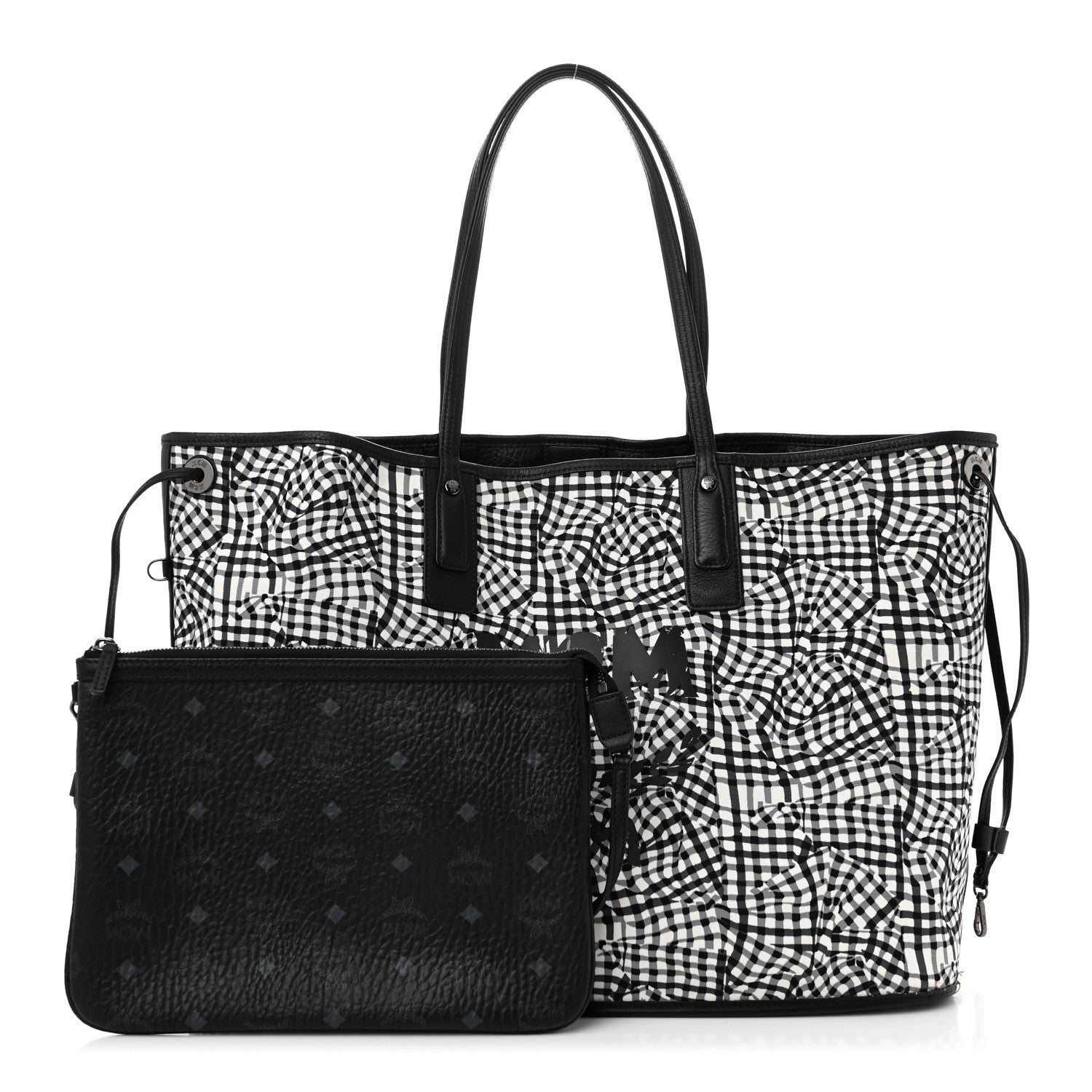 MCM Visetos Large Liz Reversible Shopper Tote Black 3 of 17