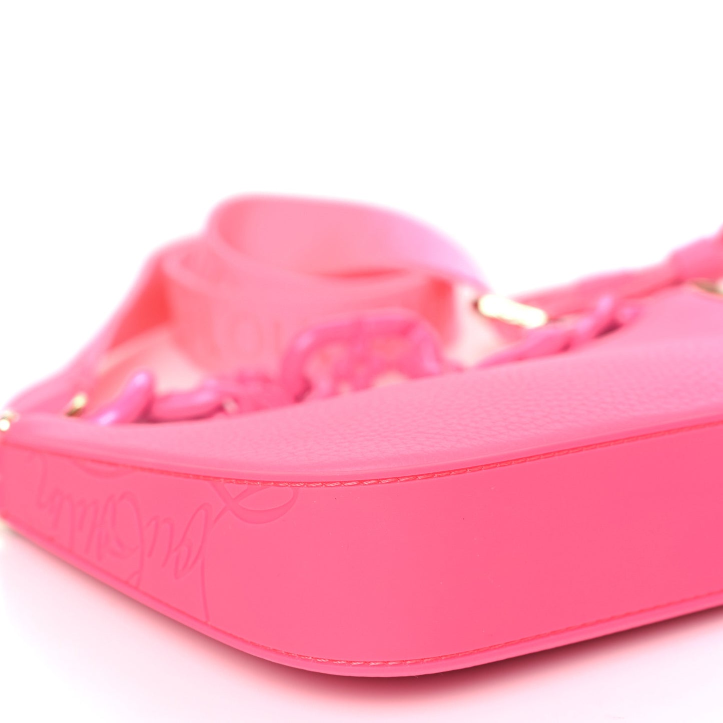 CHRISTIAN LOUBOUTIN Calfskin Mini Loubila Chain Shoulder Bag Fluo Pink