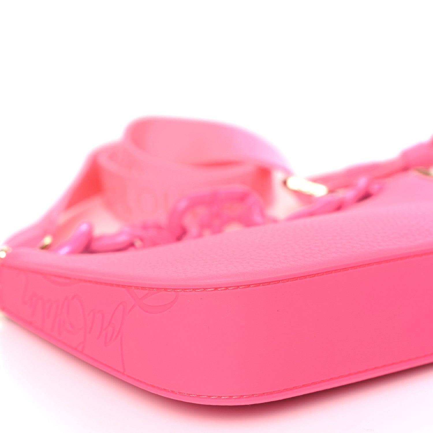 Christian Louboutin CHRISTIAN LOUBOUTIN Calfskin Mini Loubila Chain Shoulder Bag Fluo Pink 7 of 9